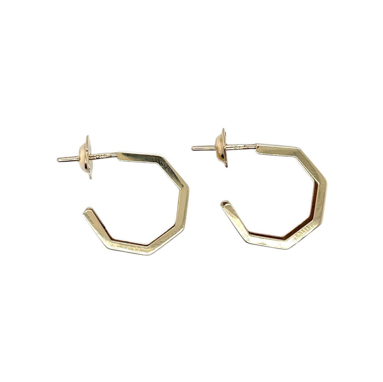 9ct Yellow Gold Hexagonal Hoop Earrings