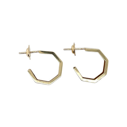 9ct Yellow Gold Hexagonal Hoop Earrings