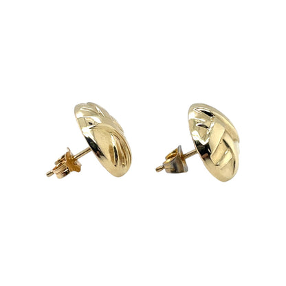 9ct Yellow Gold Patterned Button Stud Earrings