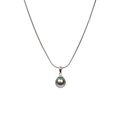 18ct Gold Tahitian Pearl Pendant & Snake Chain (16.5")