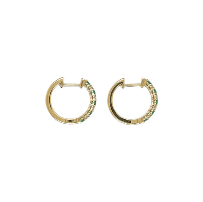 18ct Yellow Gold Emerald & Diamond Hoop Earrings