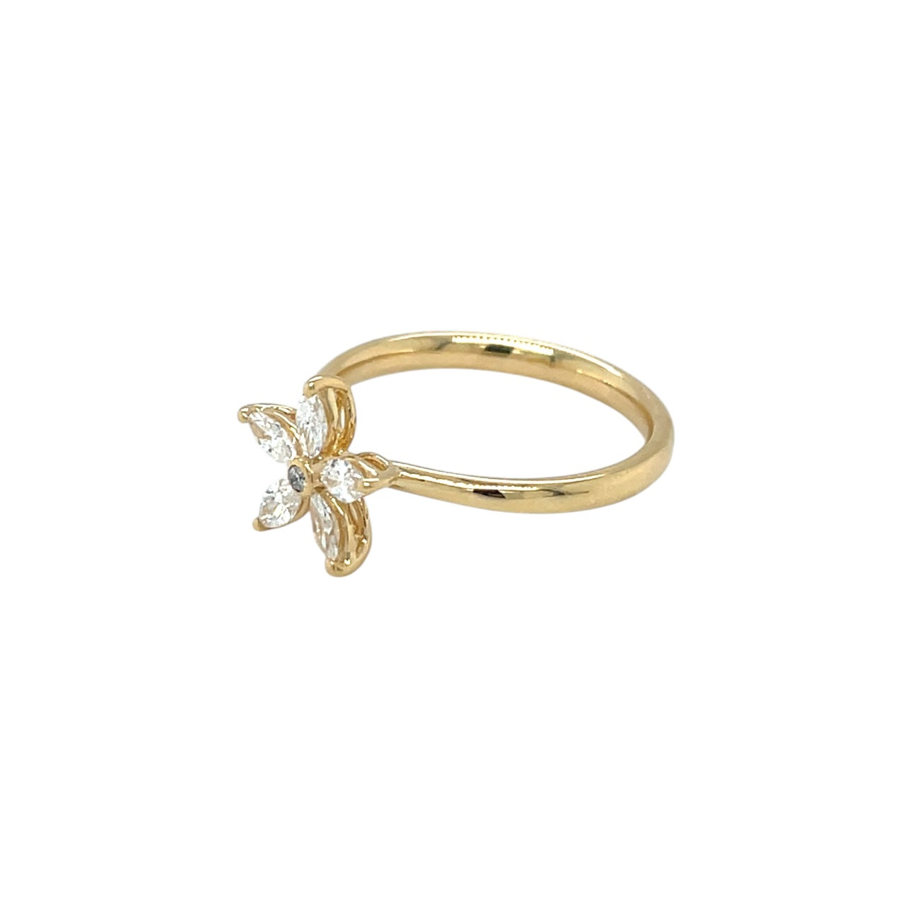 18ct Yellow Gold Diamond Flower Cluster Ring (M)