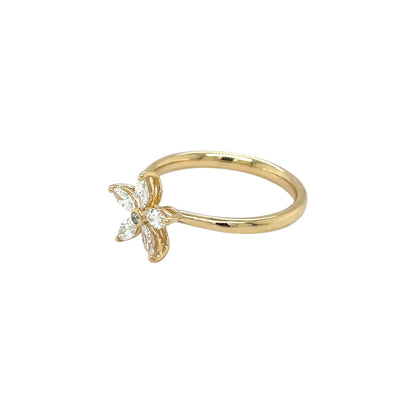 18ct Yellow Gold Diamond Flower Cluster Ring (M)