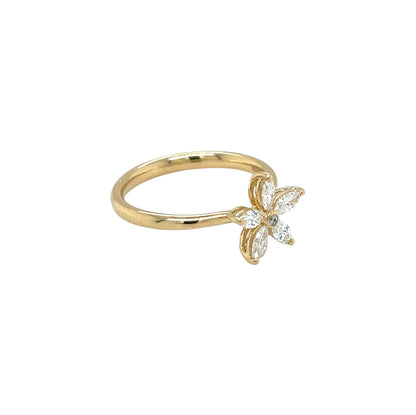 18ct Yellow Gold Diamond Flower Cluster Ring (M)