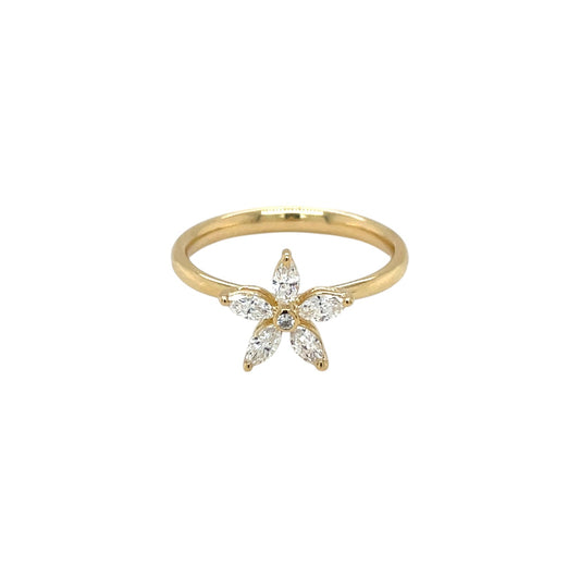 18ct Yellow Gold Diamond Flower Cluster Ring (M)