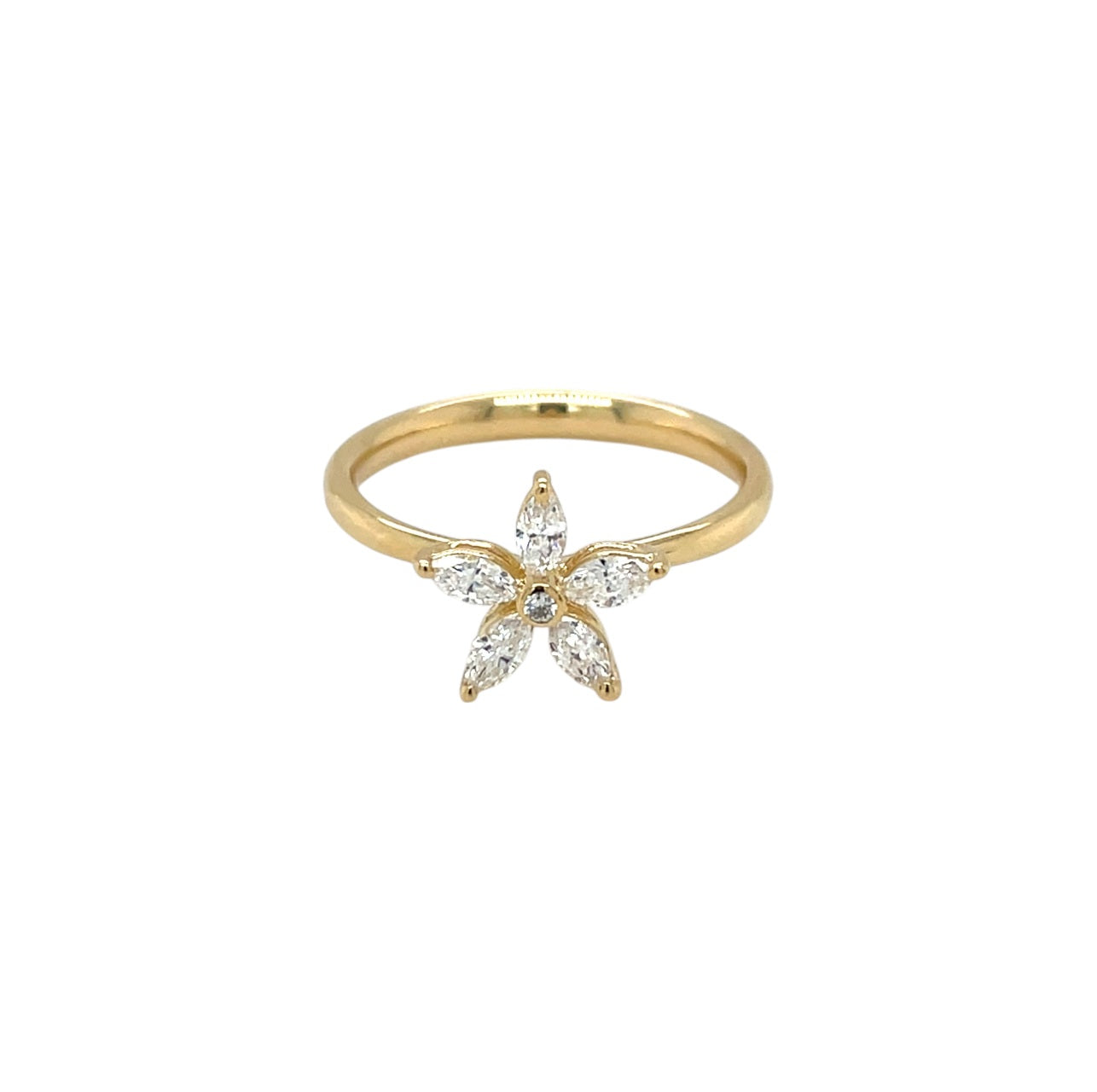 18ct Yellow Gold Diamond Flower Cluster Ring (M)