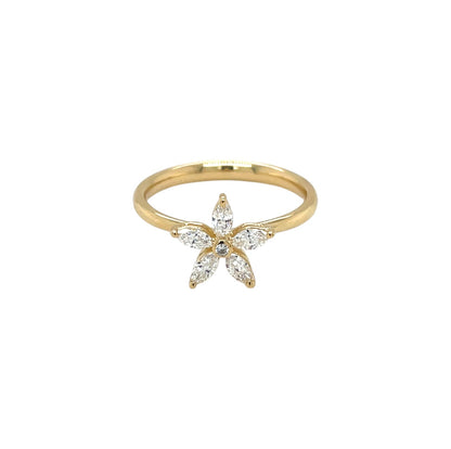 18ct Yellow Gold Diamond Flower Cluster Ring (M)