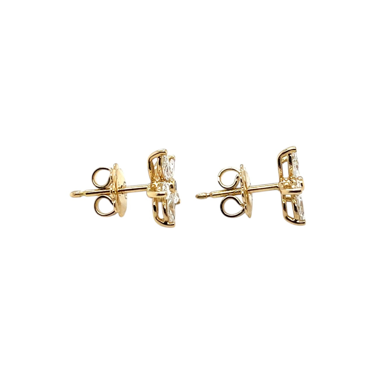 18ct Yellow Gold Diamond Flower Cluster Stud Earrings