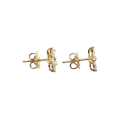 18ct Yellow Gold Diamond Flower Cluster Stud Earrings
