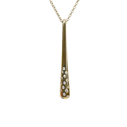 18ct Yellow Gold Diamond Drop Pendant & Chain (16-17")