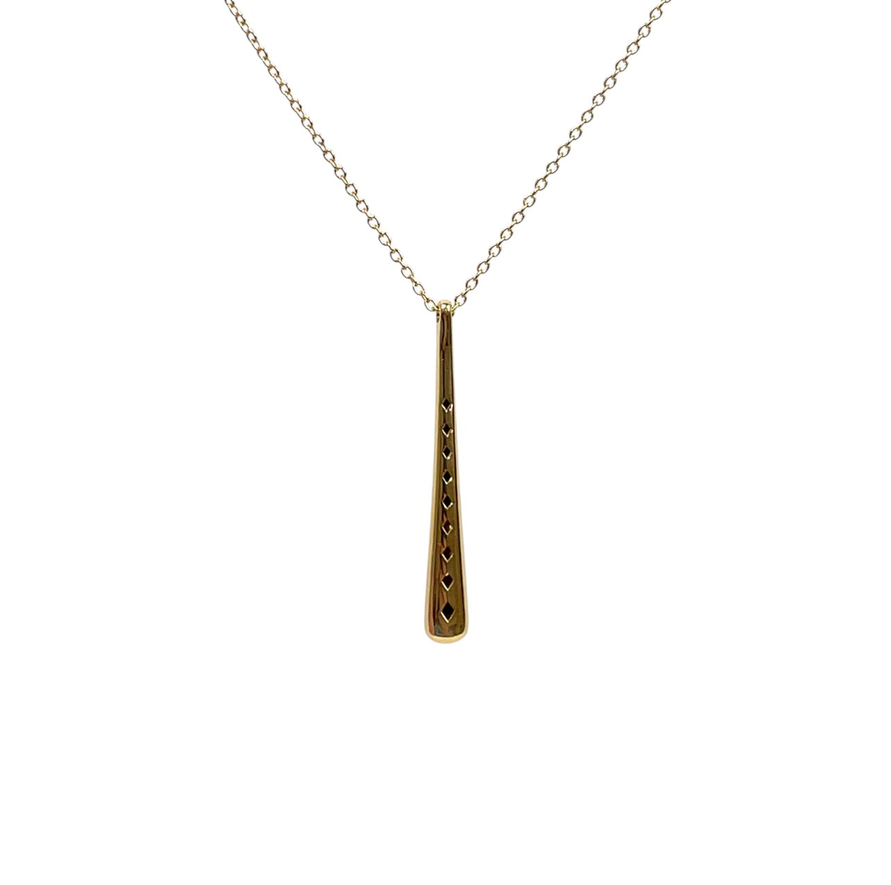 18ct Yellow Gold Diamond Drop Pendant & Chain (16-17")