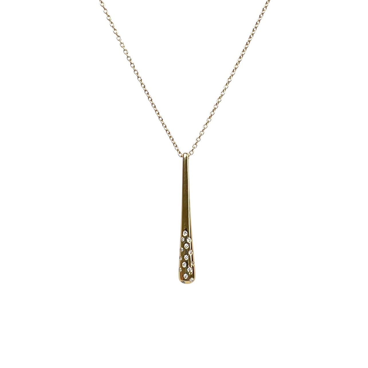 18ct Yellow Gold Diamond Drop Pendant & Chain (16-17")