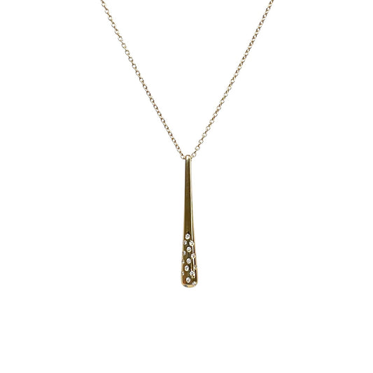 18ct Yellow Gold Diamond Drop Pendant & Chain (16-17")