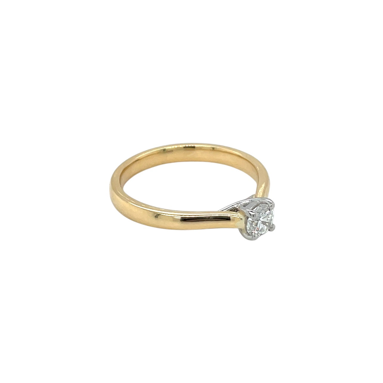18ct Yellow Gold & Platinum Diamond Solitaire Ring (N)