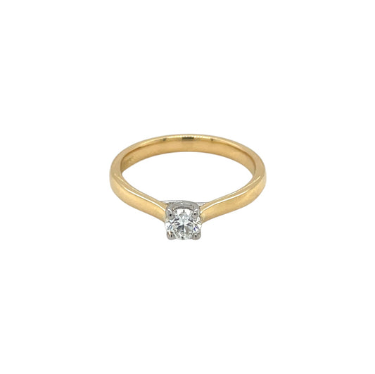 18ct Yellow Gold & Platinum Diamond Solitaire Ring (N)