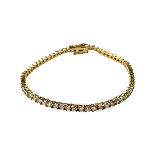 18ct Yellow Gold 2.00ct Diamond Tennis Bracelet (7")