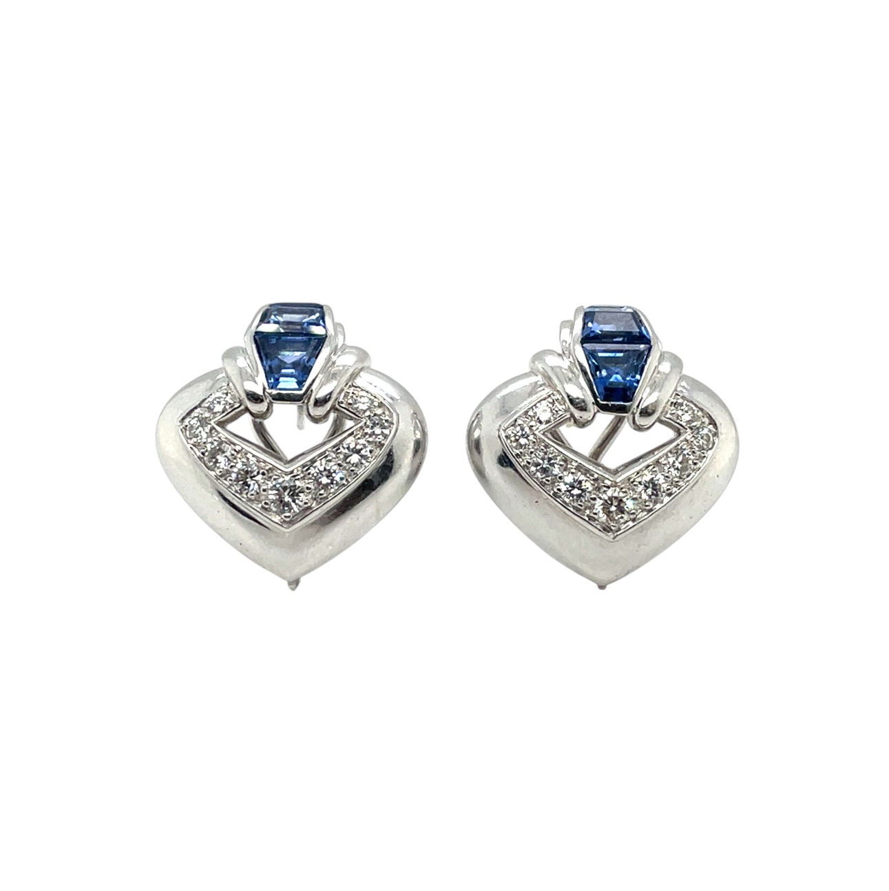 18ct White Gold Sapphire & Diamond Stud Earrings