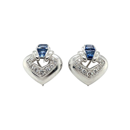 18ct White Gold Sapphire & Diamond Stud Earrings