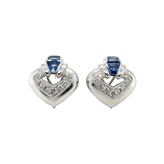 18ct White Gold Sapphire & Diamond Stud Earrings