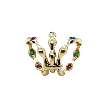 18ct Yellow Gold Ruby, Sapphire & Emerald Bubble Ring (O1/2)