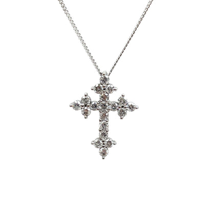 18ct White Gold Diamond Cross Pendant & Chain (18")