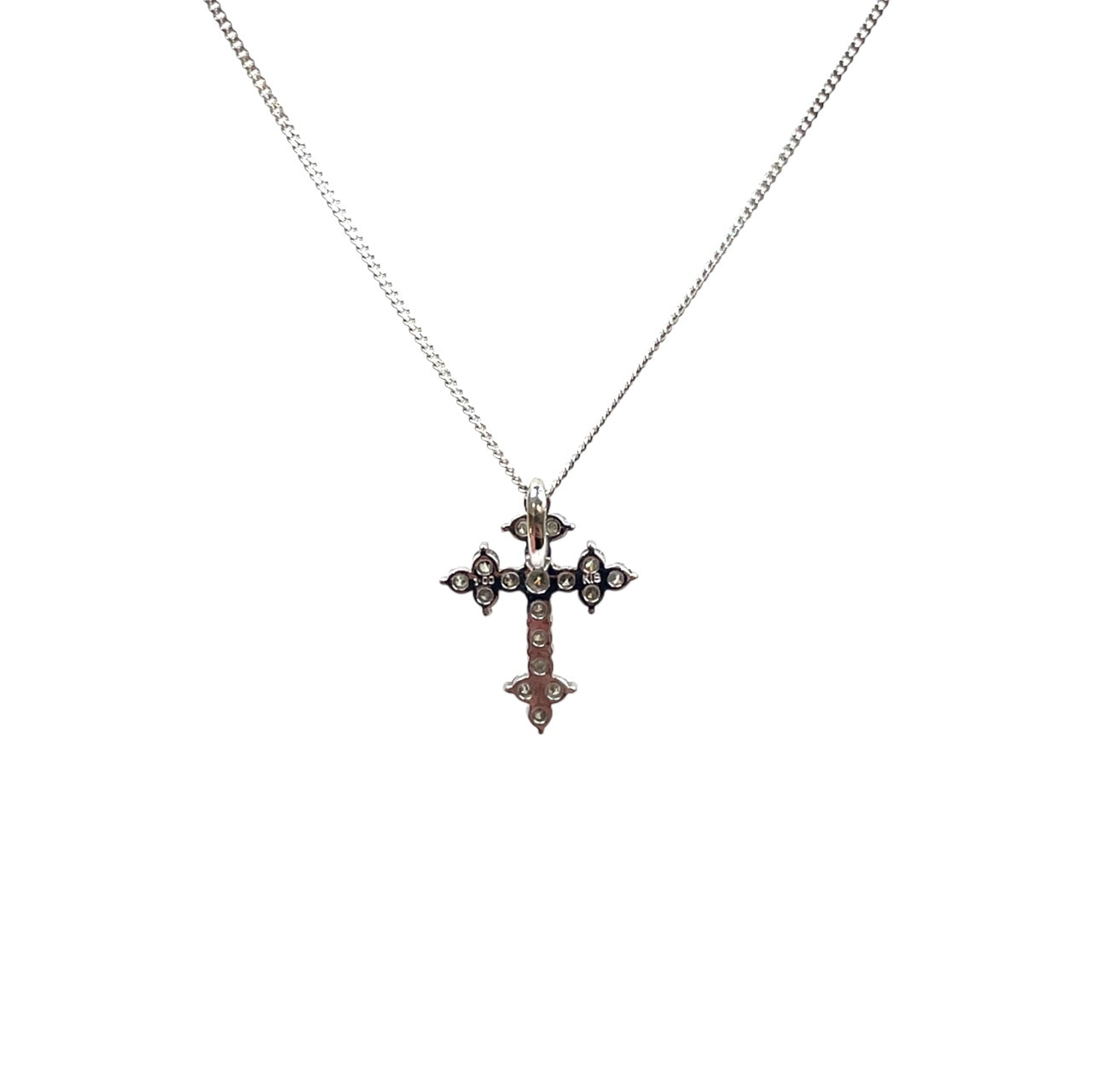 18ct White Gold Diamond Cross Pendant & Chain (18")