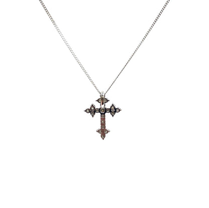 18ct White Gold Diamond Cross Pendant & Chain (18")
