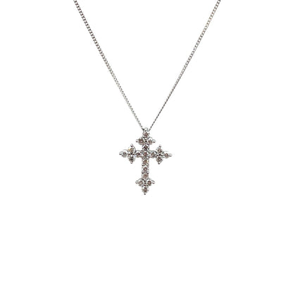 18ct White Gold Diamond Cross Pendant & Chain (18")