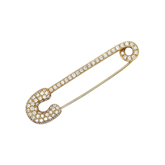 18ct Yellow Gold & Diamond Adler Safety Pin Brooch