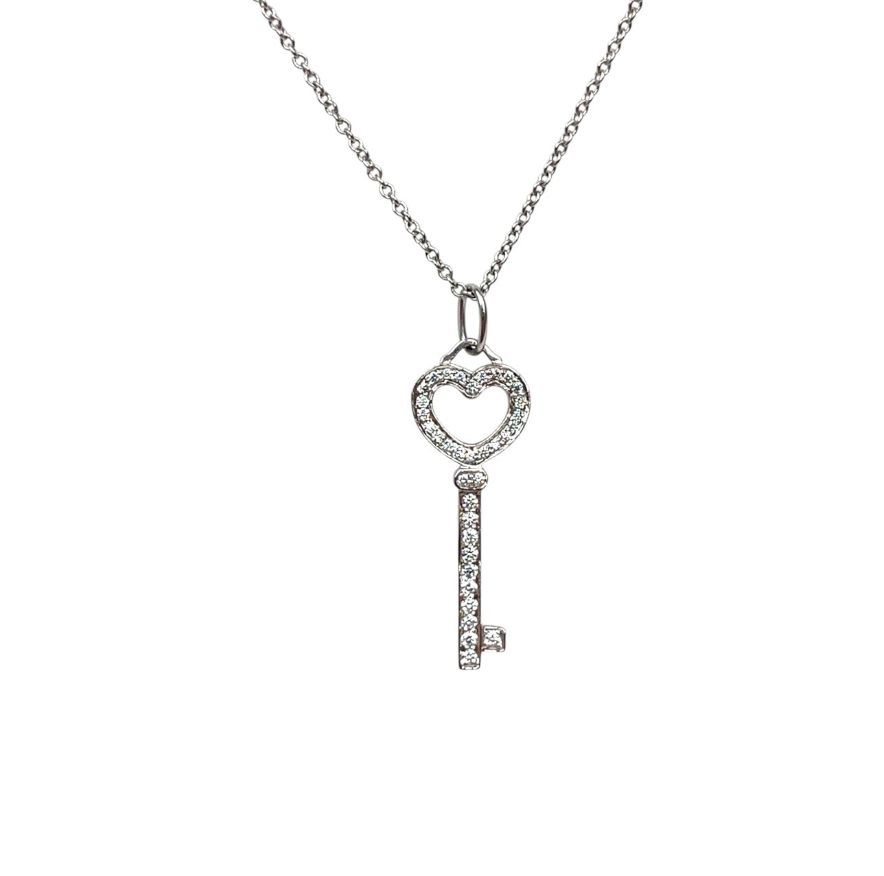 Platinum Tiffany & Co. Diamond Key Pendant & Chain (20")