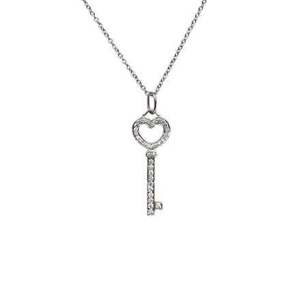 Platinum Tiffany & Co. Diamond Key Pendant & Chain (20")