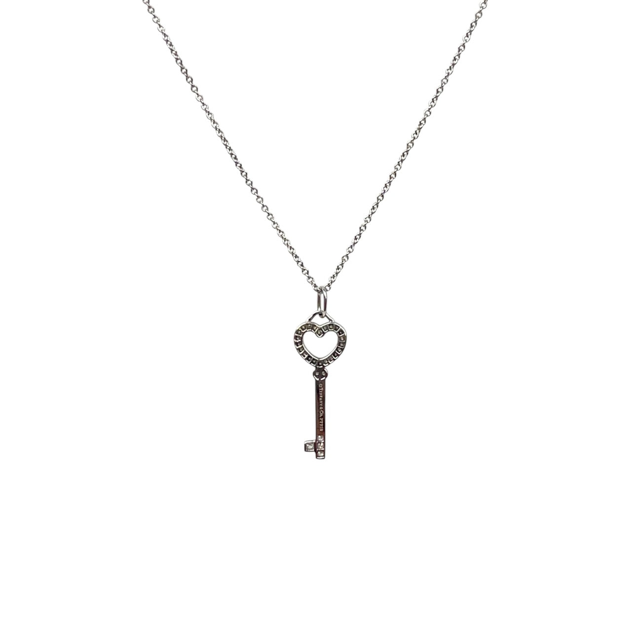 Platinum Tiffany & Co. Diamond Key Pendant & Chain (20")