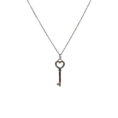 Platinum Tiffany & Co. Diamond Key Pendant & Chain (20")