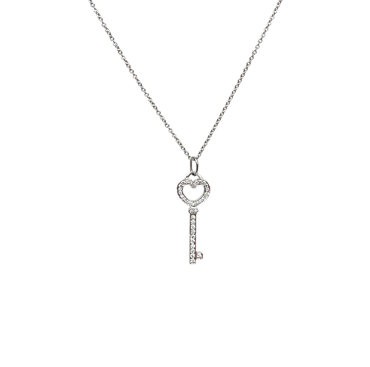 Platinum Tiffany & Co. Diamond Key Pendant & Chain (20")