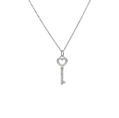 Platinum Tiffany & Co. Diamond Key Pendant & Chain (20")