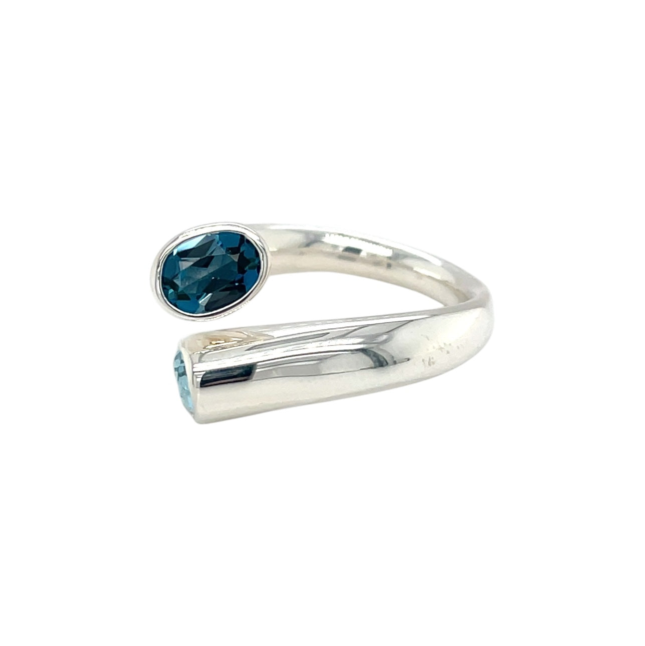 Silver London Blue Topaz & Green Topaz Wrap Ring (O)