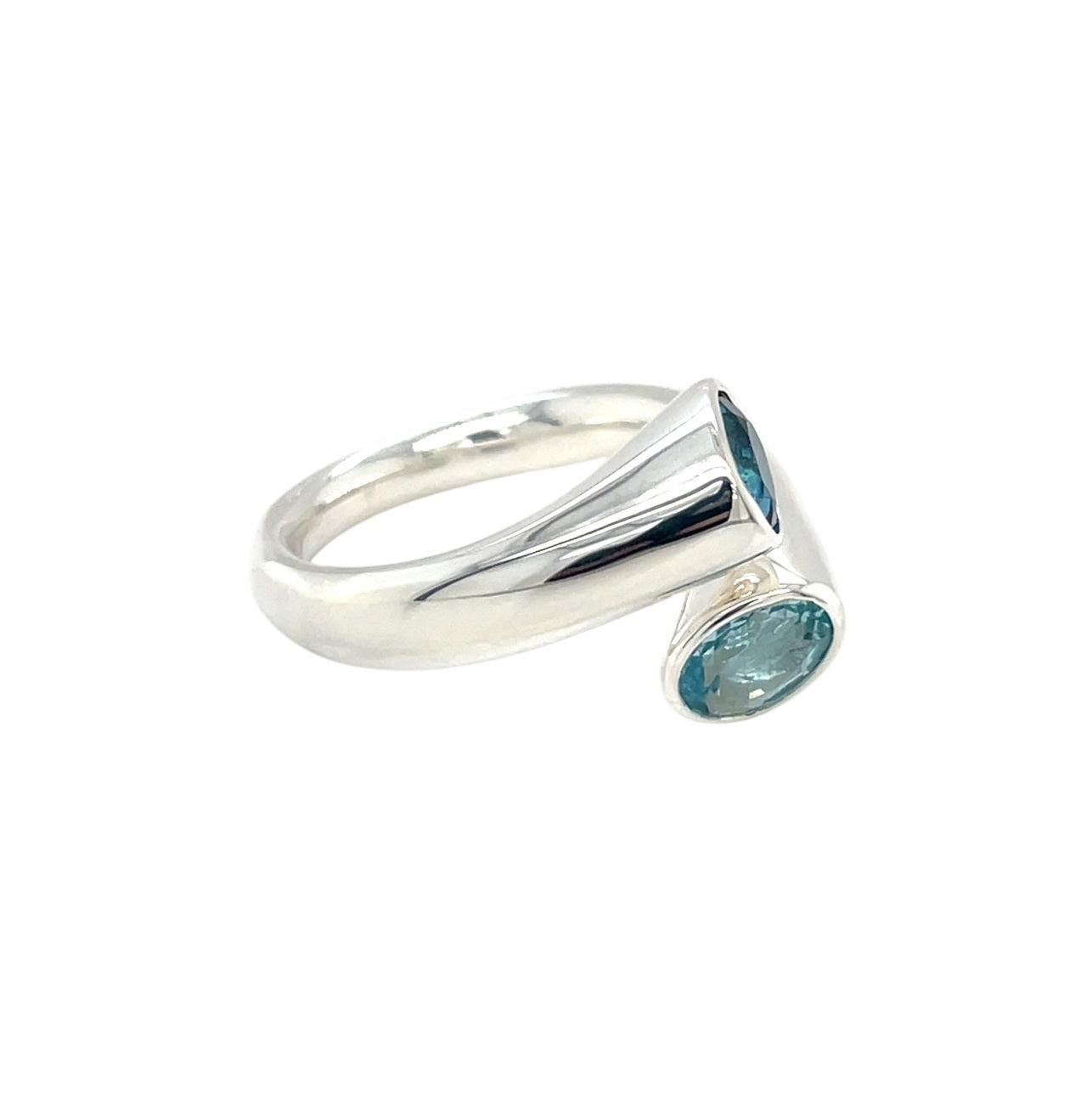 Silver London Blue Topaz & Green Topaz Wrap Ring (O)