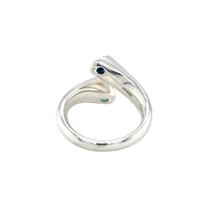 Silver London Blue Topaz & Green Topaz Wrap Ring (O)