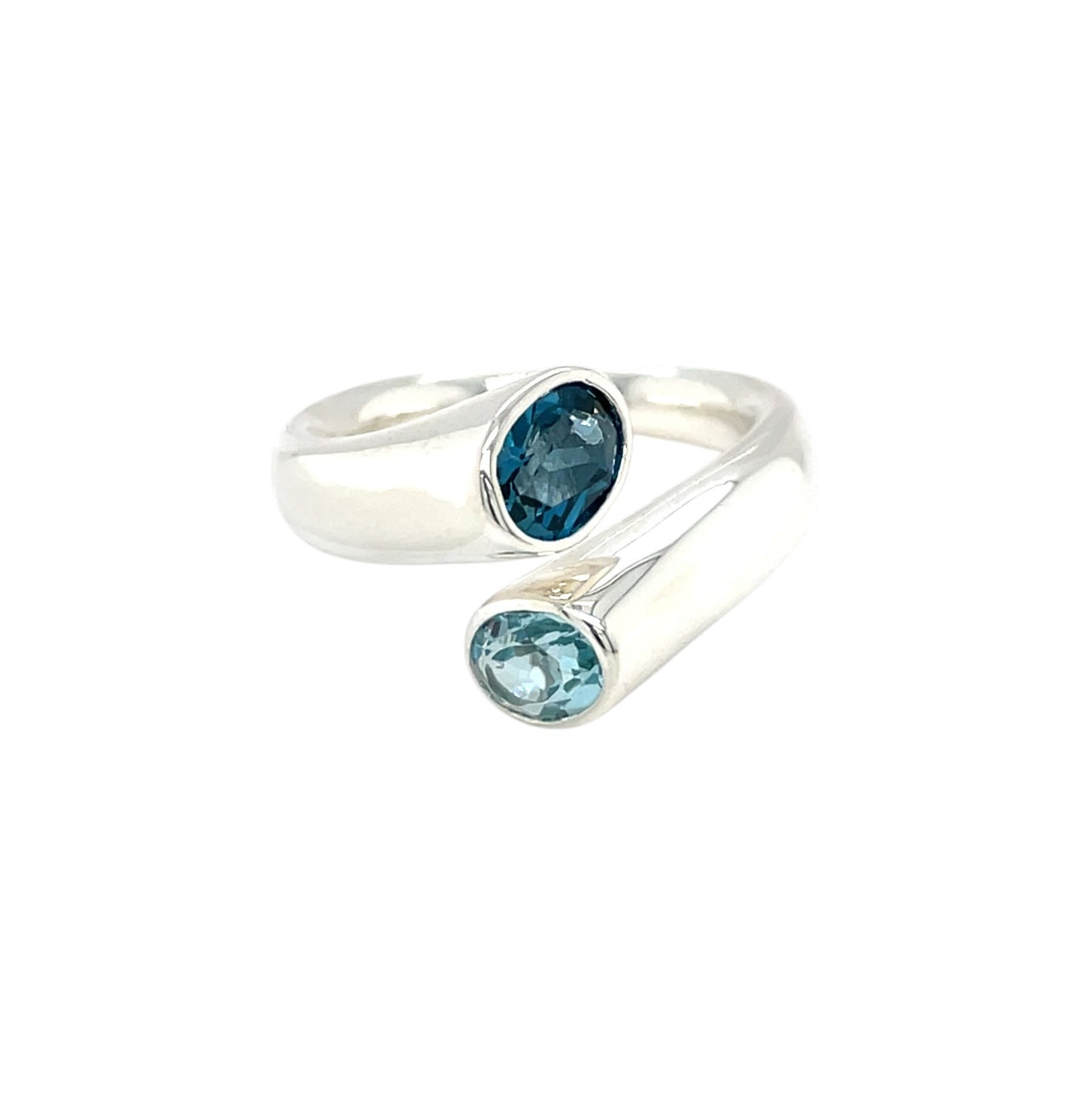 Silver London Blue Topaz & Green Topaz Wrap Ring (O)