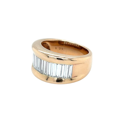 18ct Rose Gold Baguette Cut Diamond Ring (O)