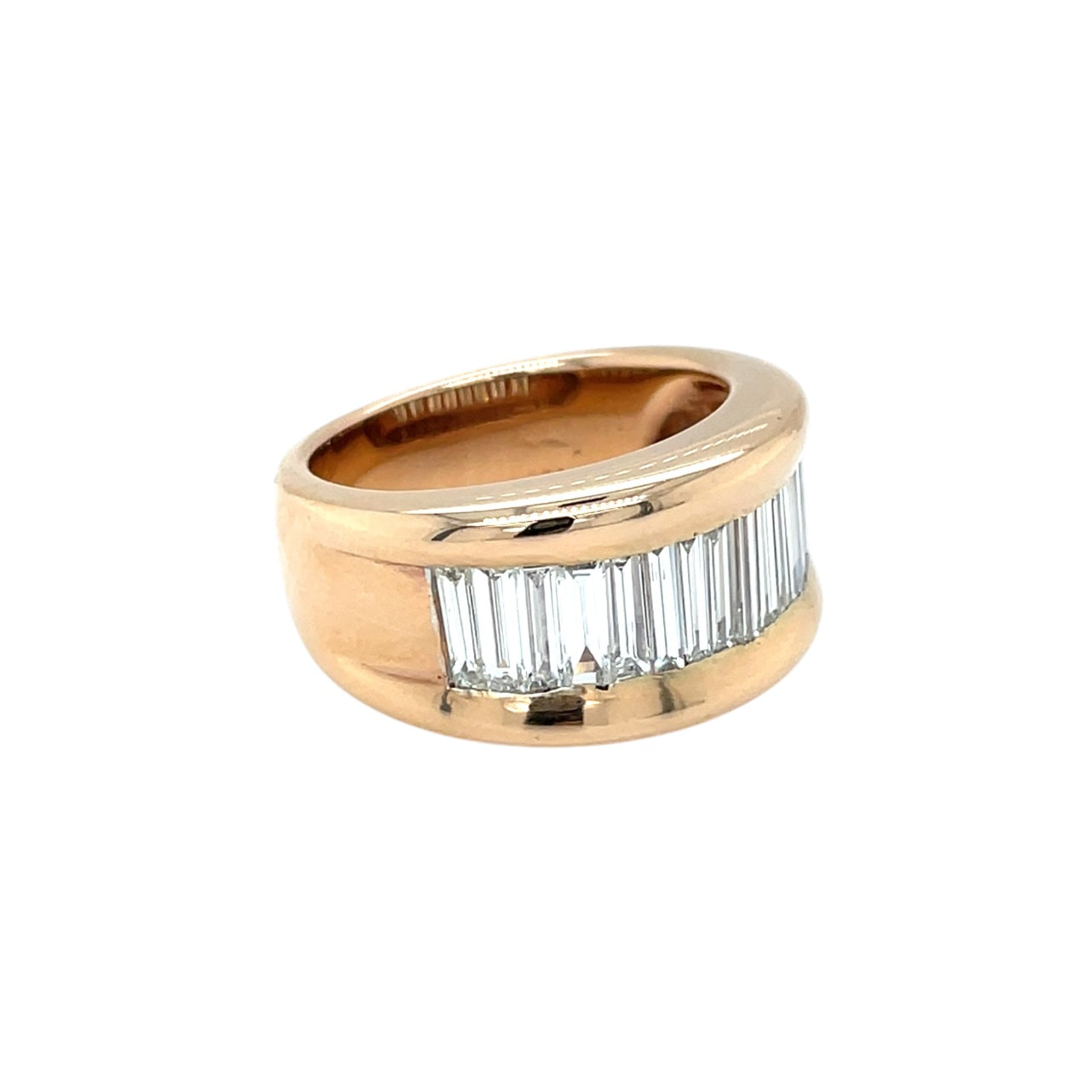18ct Rose Gold Baguette Cut Diamond Ring (O)