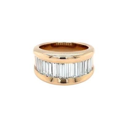 18ct Rose Gold Baguette Cut Diamond Ring (O)