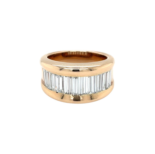 18ct Rose Gold Baguette Cut Diamond Ring (O)