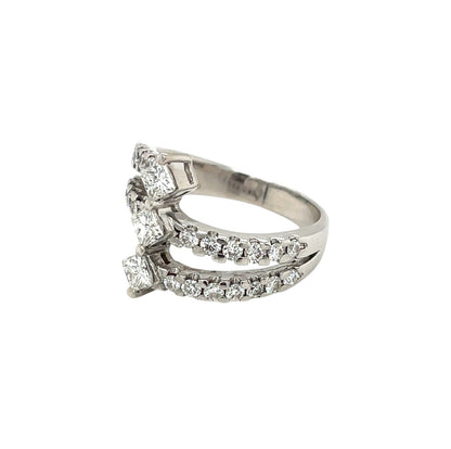 18ct White Gold Three Strand Diamond Dress Ring (P)
