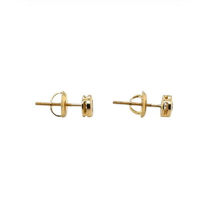 18ct Yellow Gold Diamond Rubover Stud Earrings