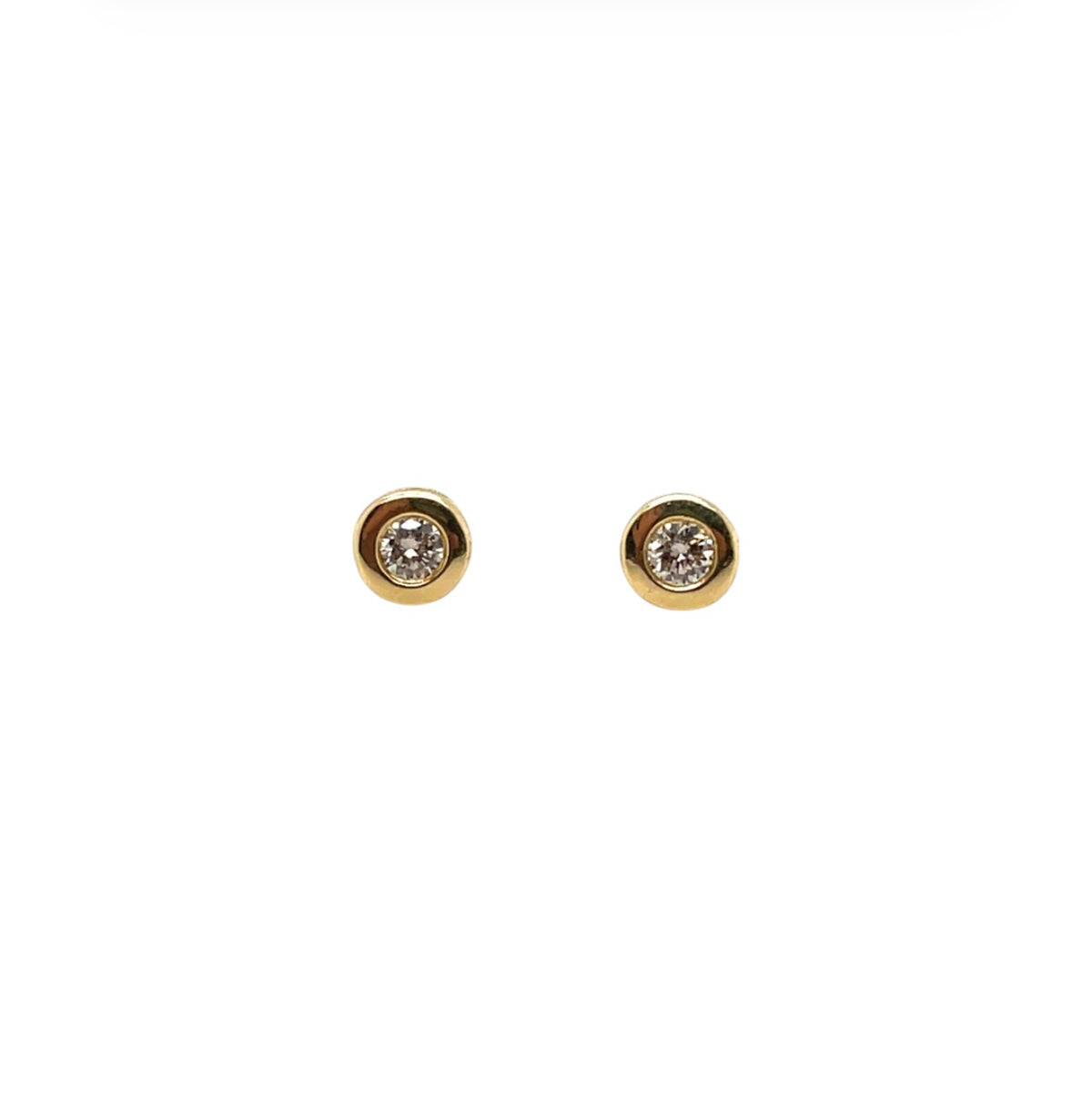 18ct Yellow Gold Diamond Rubover Stud Earrings