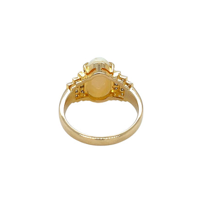 18ct Yellow Gold Opal & Diamond Ring (N)