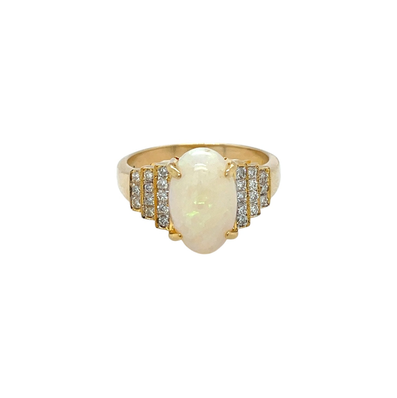 18ct Yellow Gold Opal & Diamond Ring (N)