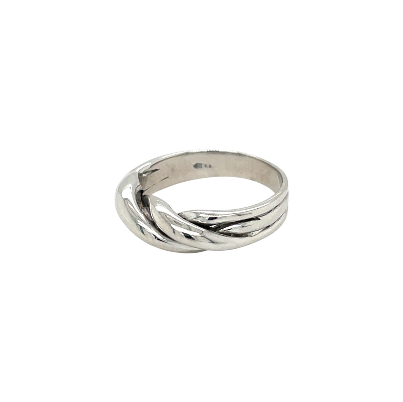 9ct White Gold Twisted Band Ring (L)