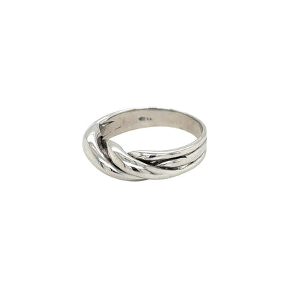 9ct White Gold Twisted Band Ring (L)